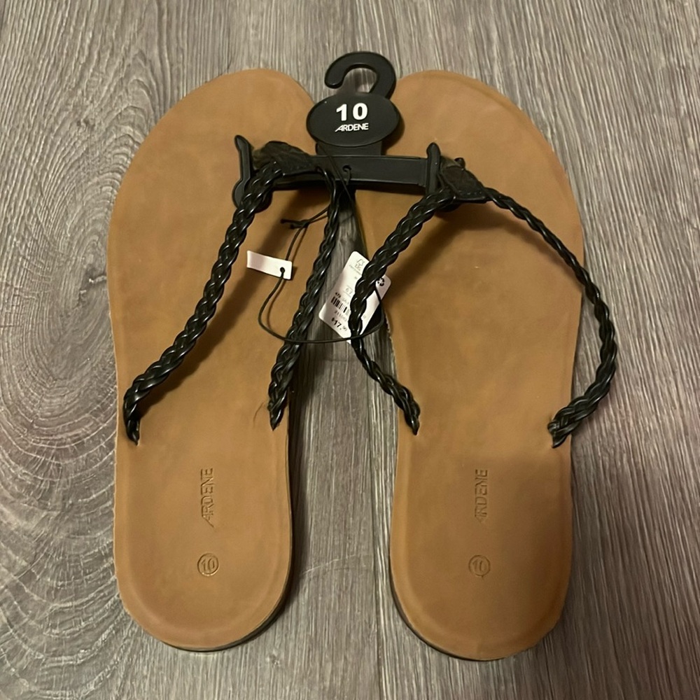 Size 10 black braided sandals